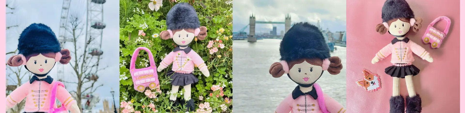 pictures of Arabella bear doll taken around London